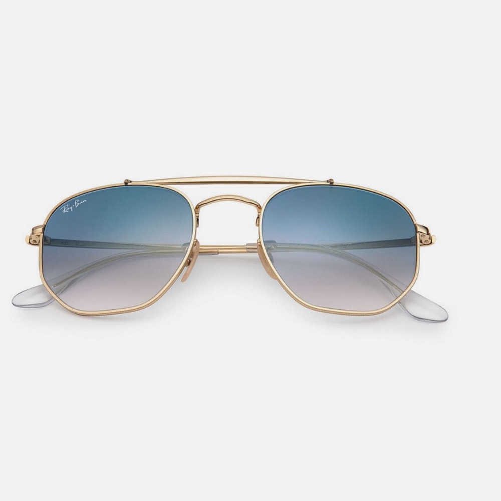 Ray-Ban Gold Frame with Blue Lenses Sunglasses